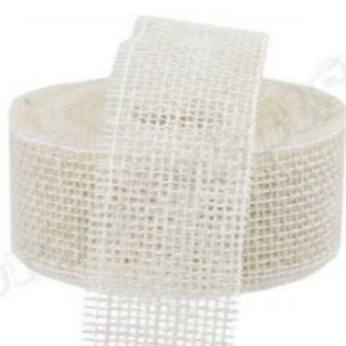 Jutová stuha biela 4 cm / 1 m