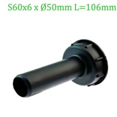 Adaptér na IBC nádrž, závit S60x6 s hrdlom S60x6 x priemer 50 mm L=106 mm ECONOM