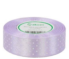 Stuha saténová fialová s bodkami 2,5 cm / 22 m