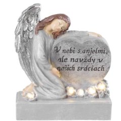 Dekorácia na hrob Anjel so srdcom LED 17,5 cm