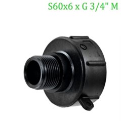 Adaptér na IBC nádrž, závit S60x6 na G vonkajší závit S60x6 x G 3/4" M ECONOM