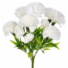 Umelá kytička karafiáty biela 28 cm