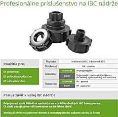 Adaptér na IBC nádrž, závit S60x6 s prípojkou na hadicu S60x6 x priemer 25 mm ECONOM