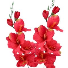 Umelá gladiola saténová červenozelená 54 cm