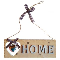 Drevená tabuľka HOME s hnedou mašličkou