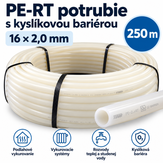 TeraPlast PE-RT potrubie s kyslíkovou bariérou 16 × 2,0 mm – 250 m