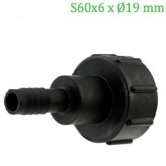 Adaptér na IBC nádrž, závit S60x6 s prípojkou na hadicu S60x6 x priemer 19 mm ECONOM