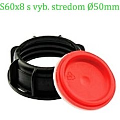 Zátka s vyberateľným stredom na IBC nádrž, závit S60 x 6 / S60x6 priemer 50 mm ECONOM