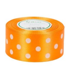 Stuha saténová oranžová s bodkami 3,8 cm / 1 m